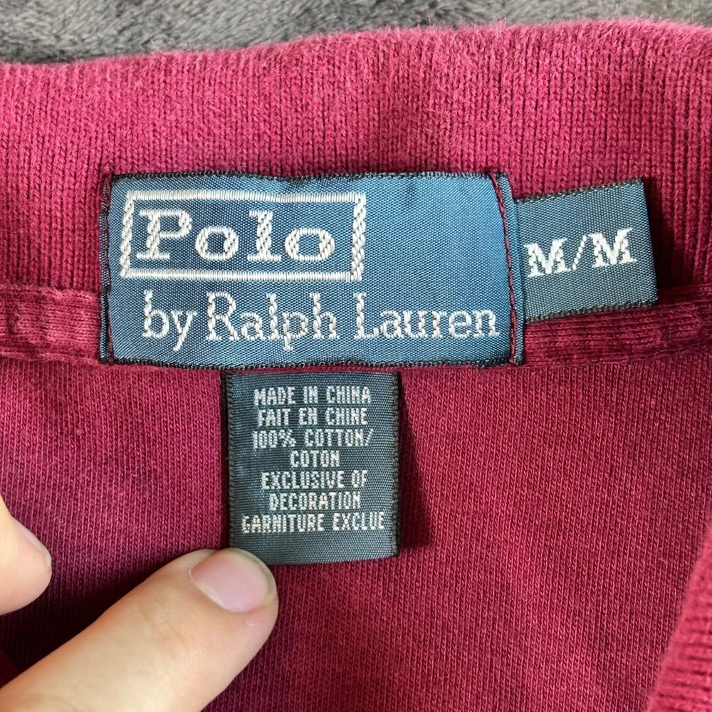 Polo Ralph Lauren Mens‎ Medium Burgundy Short Sleeve Pique Cotton Polo Shirt